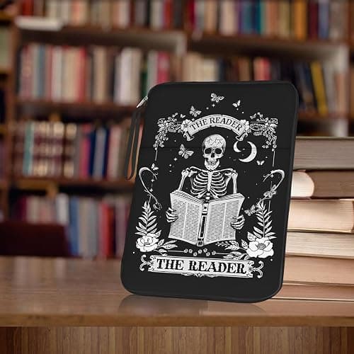 Book Sleeve Book Protector Pouch Case, Skull Book Sleeve with Zipper,Journal Book Sleeve Cover for Book Lovers Gifts, Gothic Skeleton Waterproof Book Club Gifts for Women Teacher Reader Librarian thumbnail 2