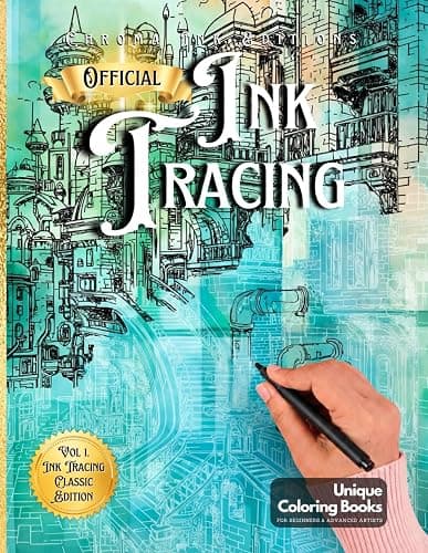 Ink Tracing Coloring Book, Follow the White Lines to Reveal a Unique City. A New Concept for the Reverse Coloring Book: Pen and Ink Art, Fantasy Architecture Designs, Perfect Gift for Architects. Satisfying Color Book for All Ages. Architecture Color Book - Image 1