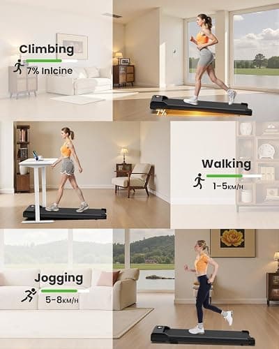 HomeFitnessCode Walking Pad Treadmill 7% Incline, Treadmills for Home, 2.5HP Portable Electric Under Desk Treadmill with LED Display & Remote, Adjustable Speed, No Assembly thumbnail 4