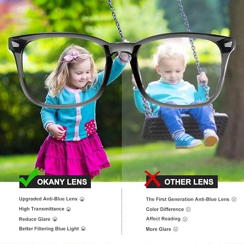Okany Blue Light Glasses for Kids 3 Pack Blue Light Blocking Glasses for Girls Boys Computer Gaming Screen Glasses, Anti Glare Eyestrain Teen Fashion Glasses Age 3-10 (Grey Black+Transparent+Leopard) thumbnail 6
