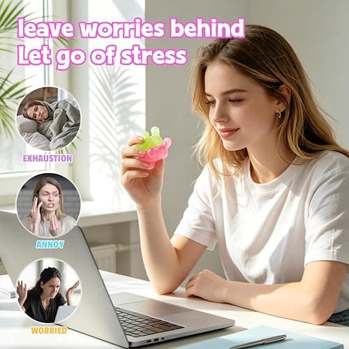 4 Pack Virus Splat Stress Balls,Textured Squishy Fidget Toys, Malt Syrup Squeeze Sensory Stress Relief Balls for Kids Adults,Portable Hand Exercise Party Favor Fidget Toys thumbnail 6