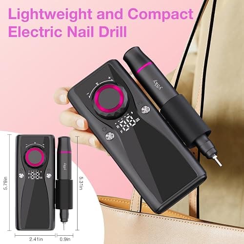 Electric Nail Files, 45000 RPM Professional Nail Drill for Acrylic Nails Gel, Adjustable Speed E File for Nails, Cordless Rechargeable Nail Drill Kit for Manicure Salon Home thumbnail 4