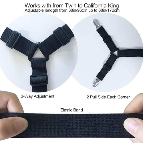 Bed Sheet Holder Straps - Sheet Straps Adjustable Bed Sheet Clips Fasteners Keep Sheets Stays in Place,2Pcs/Set Black - Black 2pcs Set thumbnail 4