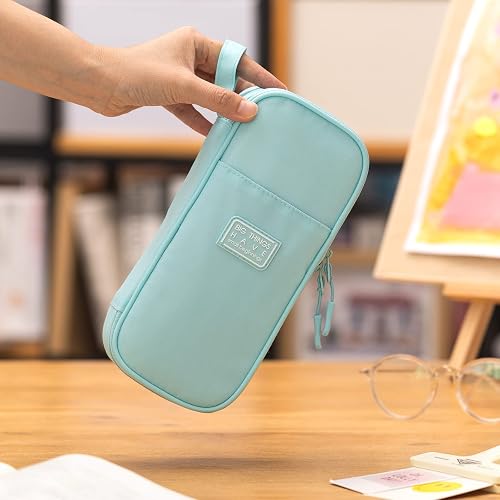 CICIMELON Durable Pencil Case Big Storage Pen Pouch Bag for School Supplies Office College Teen Adults, Light Blue thumbnail 6