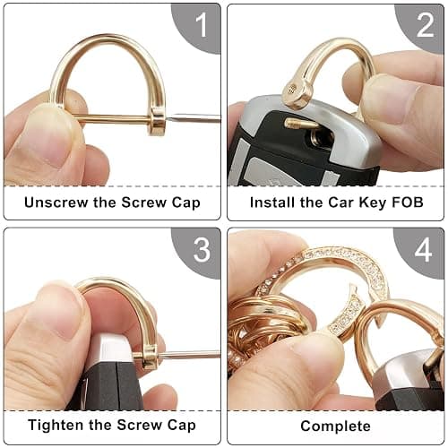 OHKYOOT Leather Wristlet Keychain for Home Car Keys | Key Fob Keychain, Wrist Keychain, Car Key Chain with 5 Key Ring and D Ring for Women Men, Car Key Holder thumbnail 6