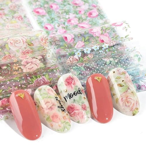 MOLILON Flower Nail Foil Nails Art Design Stickers Decals Lace Nail Art Flowers Holographic Foils Paper Starry Sky Star Transfer Foil Nail Wraps for DIY Nails Decoration - 10 Sheets thumbnail 2