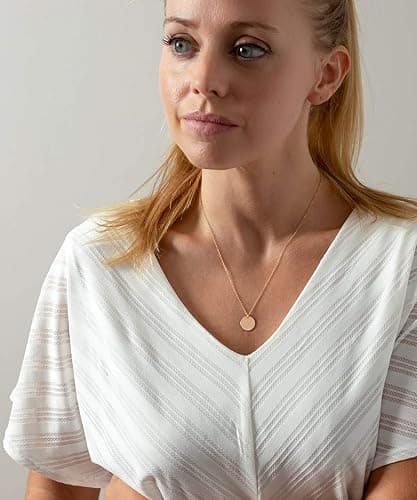 itianxi Dainty Bar Necklace for Women,Gold/Silver Cute Delicate Disc Necklcace,Trendy Elegant Dot Fashion Necklace - gold disc thumbnail 3