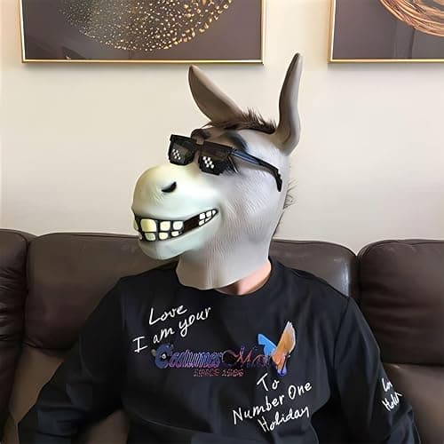 Harseyleam Donkey Mask, Classic Movie Role Play Latex Head Masks, Deluxe Animal Face Mask for Adult Cosplay Party Props thumbnail 2