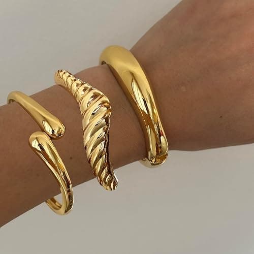 Chunky Gold Bangles Bracelets thumbnail 4