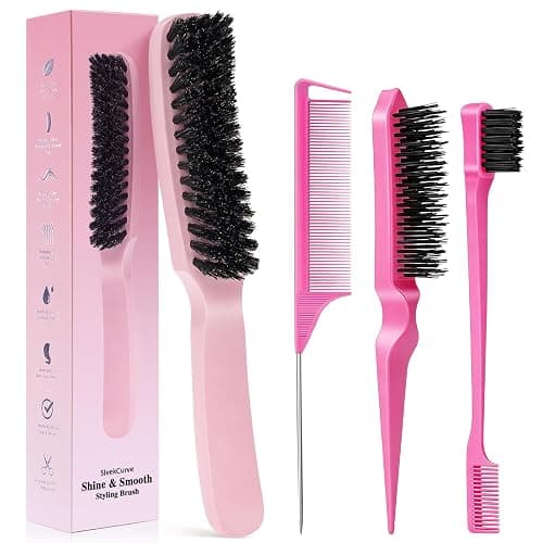 Slick Back Hair Brush for Smooth Flyaways, Frizz, Sleek Ponytail, Buns and Edge Baby Hair | Slickback Brushes Hair Comb, Edge Brush, Teasing Brush Styling Accessories for Girls, Kids, Women & Men - Image 1