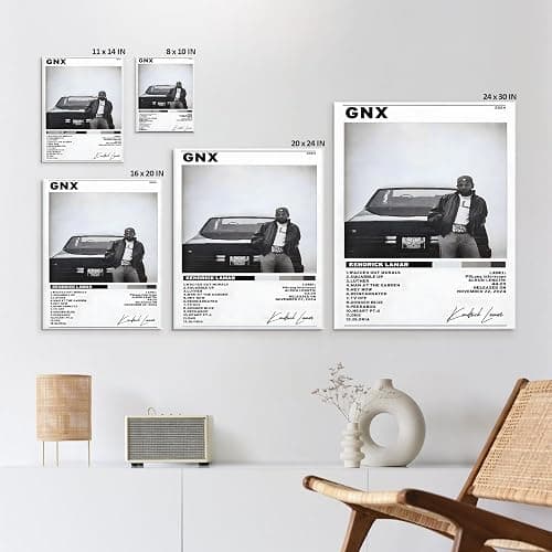 B.B.F MAKE Kendrick Lamar Cover Canvas Wall Art, GNX Album Monochrome Hip-Hop Poster Modern Urban Music Aesthetic Picture Canvas Artwork Music Decor for Living Room Bedroom Studio, Framed 8x10inch thumbnail 4