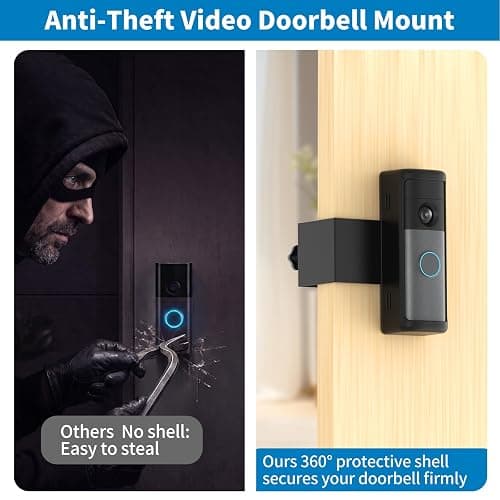 Anti-Theft Ring/Blink Doorbell Mount for 2026 Newest Ring Battery Doorbell/Plus/Pro (2nd Gen), No-Drill Camera Doorbell Kits, Non-Blocking Motion Sensor, Accessories for Apartment & Rental, Black thumbnail 6