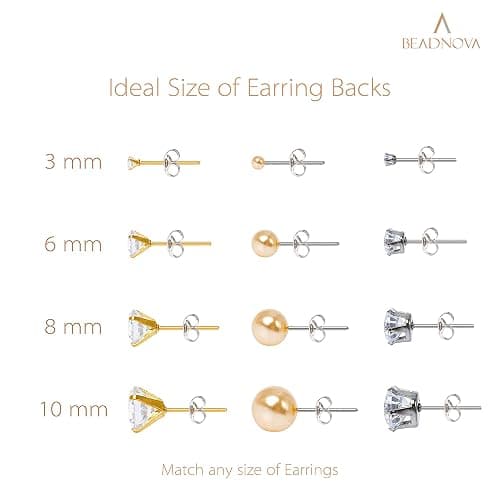 BEADNOVA Earring Backs Stainless Steel Earring Backings for Studs Hypoallergenic Surgical Locking Ear Stud Backs for Posts (60 pcs) thumbnail 4