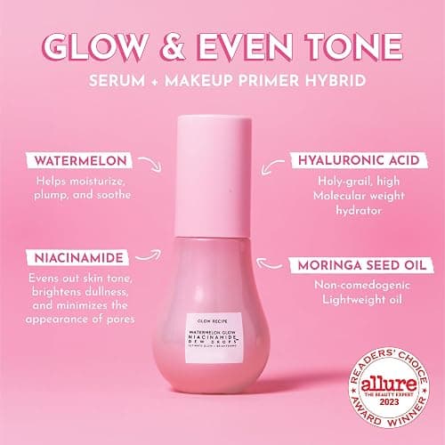Glow Recipe Watermelon Niacinamide Dew Drops, Travel Size - Brightening, Plumping Hydrating Face Serum, Makeup Primer + Liquid Highlighter with Hyaluronic Acid - Dewy & Glowing Korean Skin Care (15ml) - Travel - 0.5 Fl Oz (Pack of 1) thumbnail 2