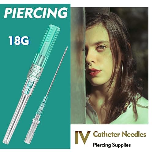 Catheter Piercing Needles Mixed 50Pcs Mixed Sizes 14/16/18/20/22 Gauge Piercing Needles Professional Hollow IV Catheter Needles for Ear Nose Lip Tongue Belly thumbnail 5