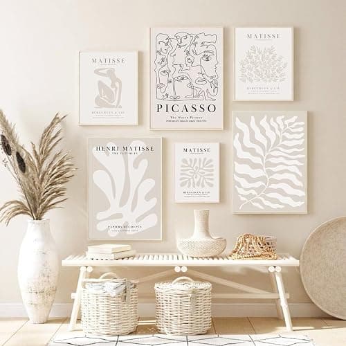 Youillne Henri Matisse Wall Art Prints Flower Abstract Canvas Pictures Aesthetic Beige Wall Art Decor Matisse Picasso Poster Gallery Vintage Painting Artwork for Bedroom 8x10 Inch Unframed Set of 6 - 10L" x 8W" - People Matisse Art Prints thumbnail 2