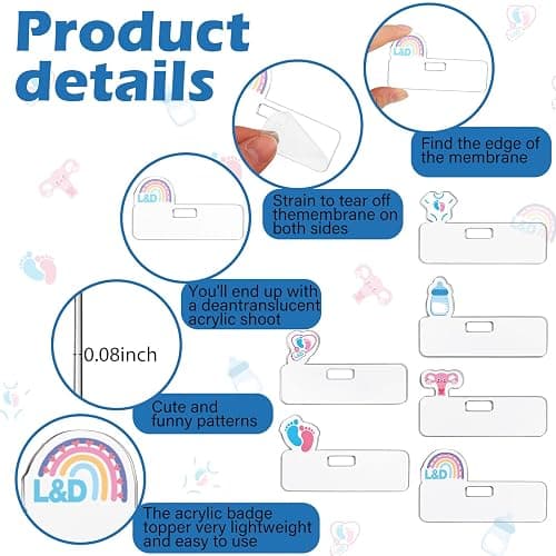 Sherr 6 Pcs Labor and Delivery Nurse ID Badge Topper Horizontal Cute Badge Toppers with Baby Feet Baby Bottle for Nurses Doctors Accessories Radiology Gift thumbnail 4