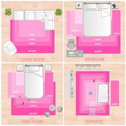 Foxmas Soft Fluffy Area Rugs for Bedroom Kids Room Plush Shaggy Nursery Rug Furry Throw Carpets for Boys Girls, College Dorm Fuzzy Rugs Living Room Home Decorate Rug, 2ft x 3ft, Hot Pink thumbnail 2