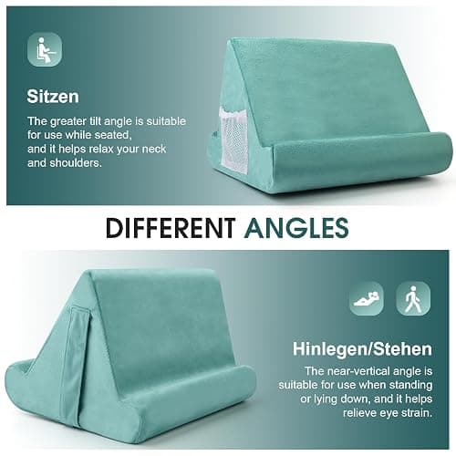 Sttargxing Multi-Angle Tablet Stand with Soft Pad Cushion and Net Pocket - Universal Phone and Pad Holder for Lap, Knee, Sofa and Bed (Light Blue) thumbnail 6