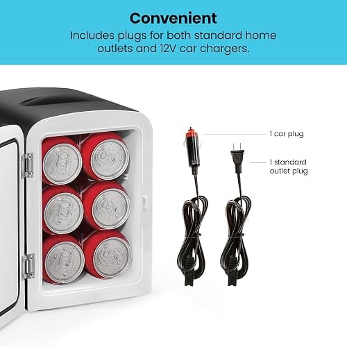 Chefman - Iceman Mini Fridge, 4 Liter/6 Can, Portable, Provides Compact Storage For Skincare, Snacks, Beverages and More, Cooler and Warmer Personal Fridge, Home/Car/Bedroom, Black thumbnail 7