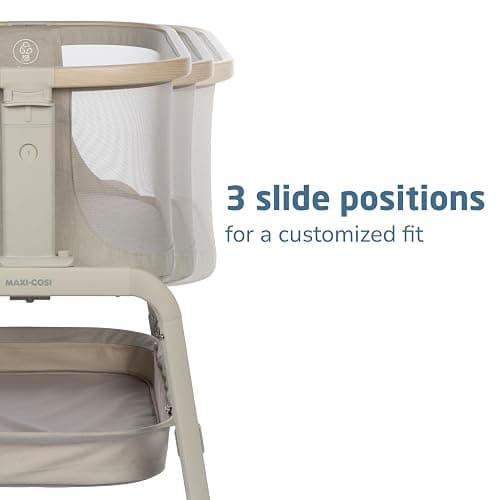 Maxi-Cosi Iora Baby Bassinets Bedside Sleeper, Portable Bassinet, Infant Bedside Sleeper Crib, Height Adjustable, Breathable Mesh, Large Storage Basket, Classic Oat - Classic Oat - Bassinet thumbnail 5