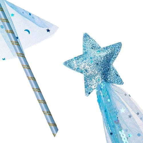 ALVOGIMOR 2 Pack Glitter Star Wand,Princess Costume Angel Role Play Stick Props for Birthday, Halloween, Christmas Party (Pink Blue, 12 inch) thumbnail 6