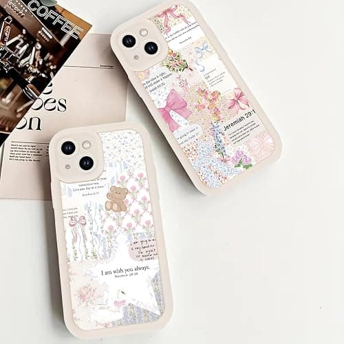 Aoldimu 2 Pack Collage Jesus Bible Verses Bow Phone Case for iPhone 13 mini 5.4" for Women Girls,God Jesus Faith Floral Bear Design Soft Shockproof Protective Cover for iPhone 13 mini thumbnail 7