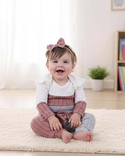 Mioglrie Newborn Baby Girl Clothes Infant Fall Outfits Color Block Pants Set Baby Clothes for Girls 0 3 6 9 12 18 Months thumbnail 3