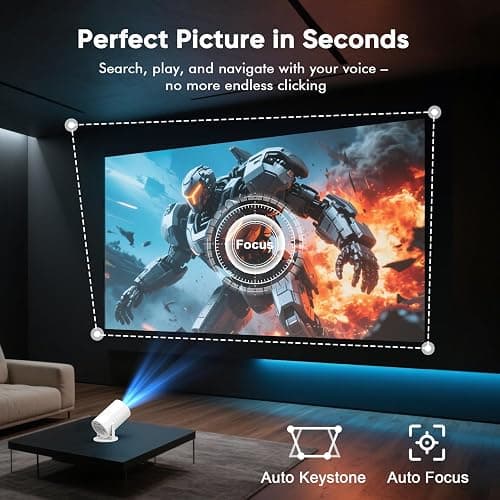 [ Built-in Google TV & Voice Control] WISHOLY Mini Projector with WiFi and Bluetooth, Built-in Streaming Apps, Portable Movie Projector 4K with 180° Rotatable for Outdoor, Home Theater, Movie Night thumbnail 5