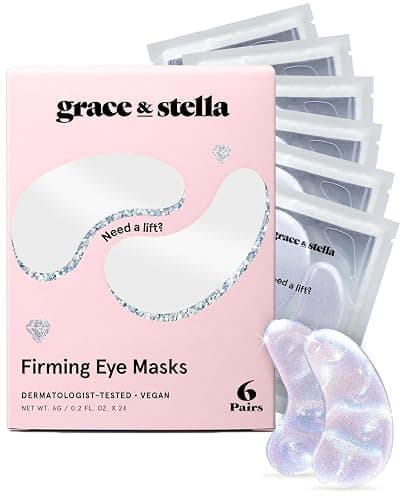grace & stella Peptide Under Eye Patches with Niacinamide & Rice Extract - Firming Eye Masks for Dark Circles and Puffiness - Stocking Stuffers Under 10 - Vegan, Cruelty-Free (White, 6 Pairs) - Image 1