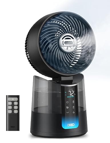 DREO TurboCool Misting Fan 516, 150°+30° Omni-directional Oscillating, Desk Cooling Fan 5℉ Drop, Evaporative air cooler, 26 ft/s Wind, Ultrafine Mist, 20dB, 6 Speeds 2 Modes, Remote Control, Black - Image 1