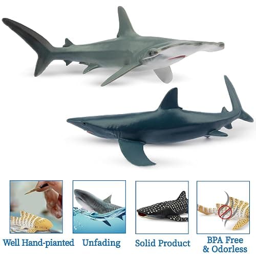 Toymany 6PCS 5-6" L Realistic Shark Bath Toy Figurines, Plastic Ocean Sea Animals Figures Set Includes Great White Shark Cake Toppers Christmas Birthday Gift for Kids Toddlers thumbnail 5