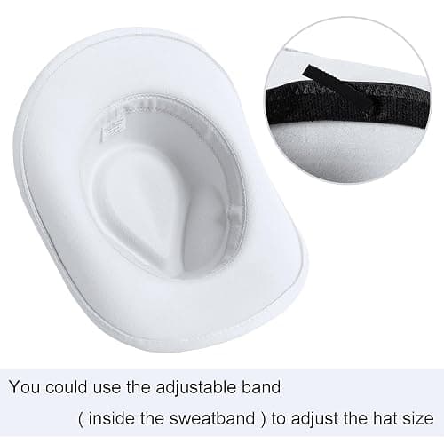 Jastore Western Cowboy Hat for Kids Boy Girl Classic Cowboy Cowgirl Dress Up Hat with Buckle Belt - White - 5-12 Years thumbnail 4
