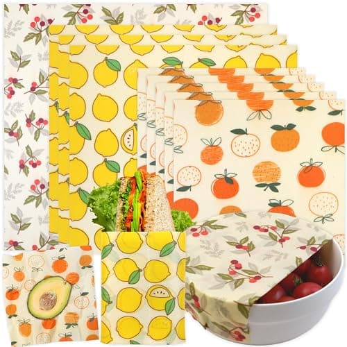 Reusable Beeswax Wrap - 9 Pack Beeswax Wraps for Food, Eco-Friendly Beeswax Food Wraps, Bread Sandwich Wrapper - Organic, Sustainable, Zero Waste, Reusable Plastic-Free Food Storage Wrap, 1XL, 3M, 5S - Image 1