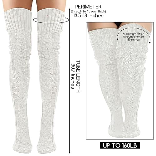 Buauty Women's Cable Knitted Boot Socks Extra Long Thigh High Winter Stockings Over Knee Leg Warmers thumbnail 4