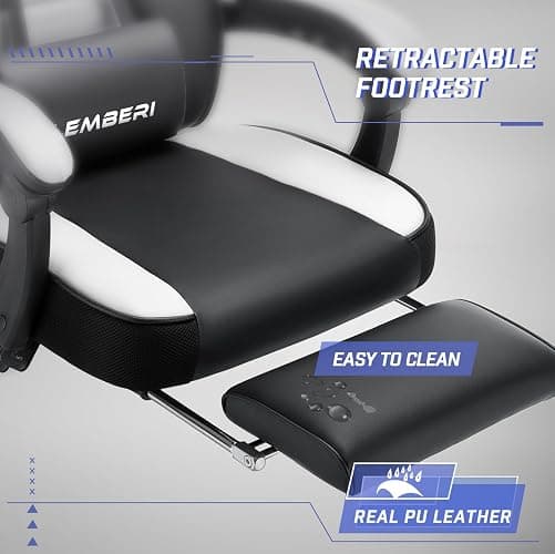 LEMBERI Gaming Chairs with Footrest,Ergonomic Video Game Chairs for Adults,Big and Tall Gaming Chair 400lb Weight Capacity, Racing Style Gaming Computer Gamer Chair with Headrest and Lumbar Support thumbnail 7