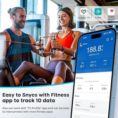 GE Smart Scale for Body Weight, BMI, Fat, Muscle Mass, Digital Bathroom Scales 500lbs Bluetooth 11.8" Large Platform Weighing Machine Health Monitor with App, Blue Button Control thumbnail 6
