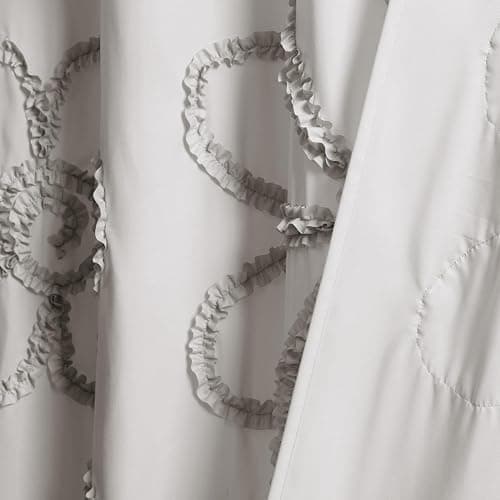 Lush Decor White Ruffle Flower Polyester Shower Curtain, 72" x 72" thumbnail 9