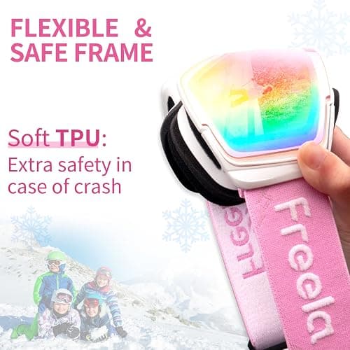 Freela Kids Ski Snowboard Goggles for Toddler(3-14) Youth Anti Fog Anti UV Goggles Girls Boys Snow Skiing Equipment thumbnail 3