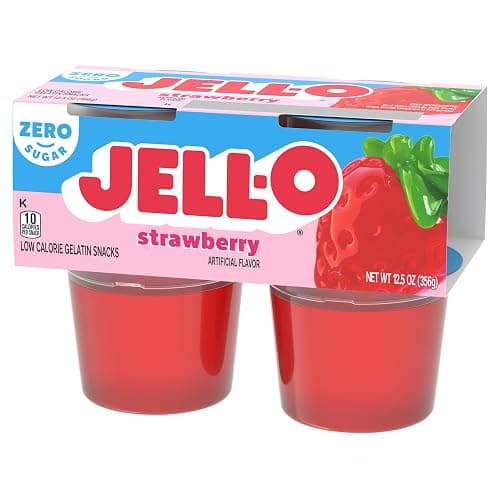 Jell-O Strawberry Artificially Flavored Zero Sugar Ready-to-Eat Gelatin Snack Cups, 4 ct Cups thumbnail 8