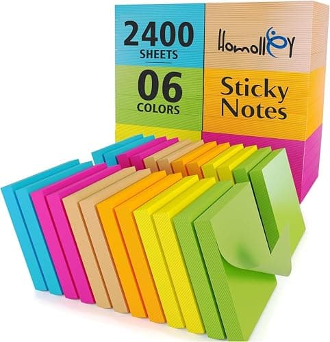 (24 Pads) Sticky Notes 3x3 in 100 Sheets/Pad, Self-Sticky Note Pads, 6 Bright Colors Super Sticky Pads - Easy to Post for School, Office Supplies, Desk Accessories - Image 1