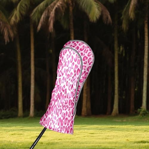 Golf Club Covers Pink Checkered Driver Headcover, Leather Golf Club Head Covers for Driver Fairway Woods Waterproof Golf Headcovers with Anti-Scratch Lining for Men Women thumbnail 8