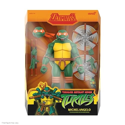 Super7 ULTIMATES! Teenage Mutant Ninja Turtles Michelangelo - 7" TMNT Action Figure with Accessories Classic Cartoon Collectibles and Retro Toys thumbnail 3