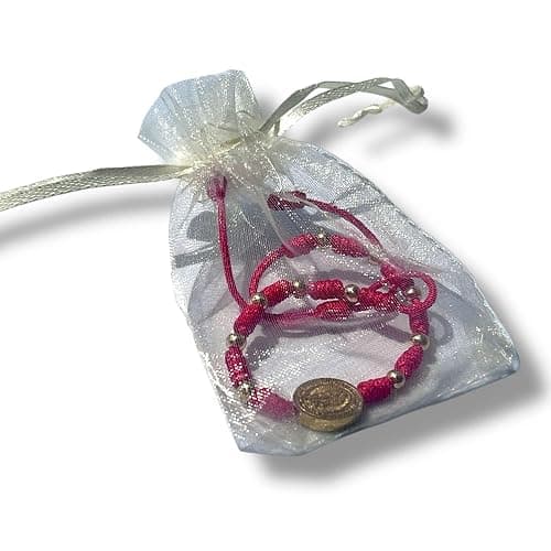Our Lady of Guadalupe Medal Bracelet – Red Macrame Adjustable Cord – Catholic Religious Jewelry with Silver Beads – Handmade Spiritual Gift thumbnail 3