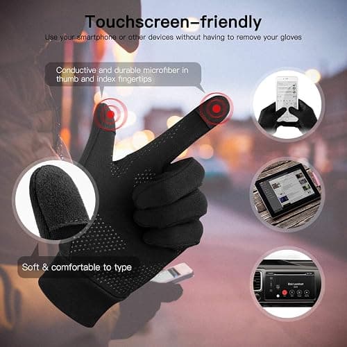 Unigear Lightweight Running Gloves, Touch Screen Anti-Slip Warm Gloves Liners for Cycling Biking Sporting Driving for Men Women thumbnail 5