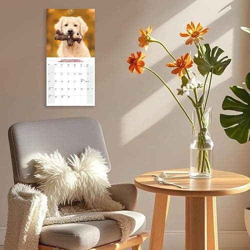 2026 Wall Calendar Golden Retriever Planner Calendar, Hangable Monthly Wall Calendar with Large Blocks for Organizing & Planning, Academic Schedule, Home, Office & family, Thick & Sturdy Paper (12"x24" Open) thumbnail 2