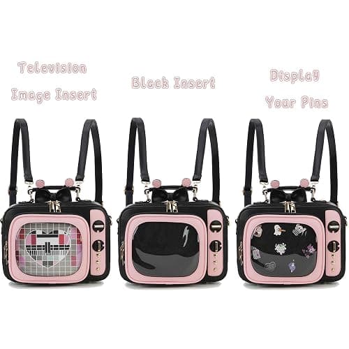 fancybag Women TV Shape Ita Bag Pink Television Shoulder Bag Design Ita Backpack Unique female Clear Window Anime Pins Display Crossbody Bag thumbnail 5