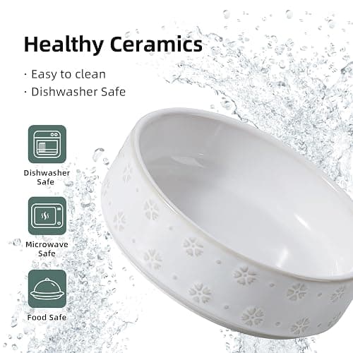 Havniva Ceramic Cat Food Bowl, 6.1" Raised Cat Bowls with Acacia Wood Stand | Elevated Cat Bowls, Whisker Friendly, Extra Wide Opening, Aesthetic Cat Dishes, Elegant Pet Bowls, Food-grade Ceramic, Kitten thumbnail 8