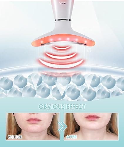 ELISHINE 7 Color Neck Face Massager - Facial Massager Tool for Skin Care at Home, Vibrating Face Massager with Thermals, Pink thumbnail 5