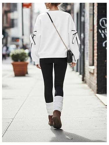 GORGLITTER Women's 3D Bow Sweatshirt Crew Neck Long Sleeve Oversized Cute Pullover Tops thumbnail 5